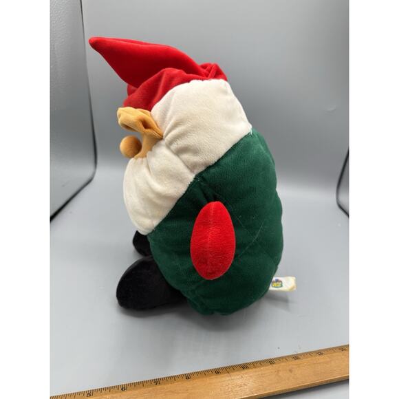 Vintage Christmas Gnome Plush Elf Doll ~ Red Hat Green Outfit ~ Stuffed Toy 11” - Picture 4 of 5